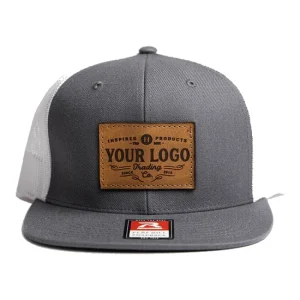 custom laser engraved leather patch hats